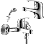 Комплект смесителей Rossinka Silvermix для раковины и ванны, с душем, хром (Y35-30, Y35-11)