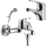 Комплект смесителей Rossinka Silvermix для раковины и ванны, с душем, хром (Y35-30, Y40-11)