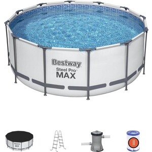 Каркасный бассейн Bestway 56420 BW Steel Pro Max 366х122см, 10250л, фил.-насос 2006л/ч, лестница, тент